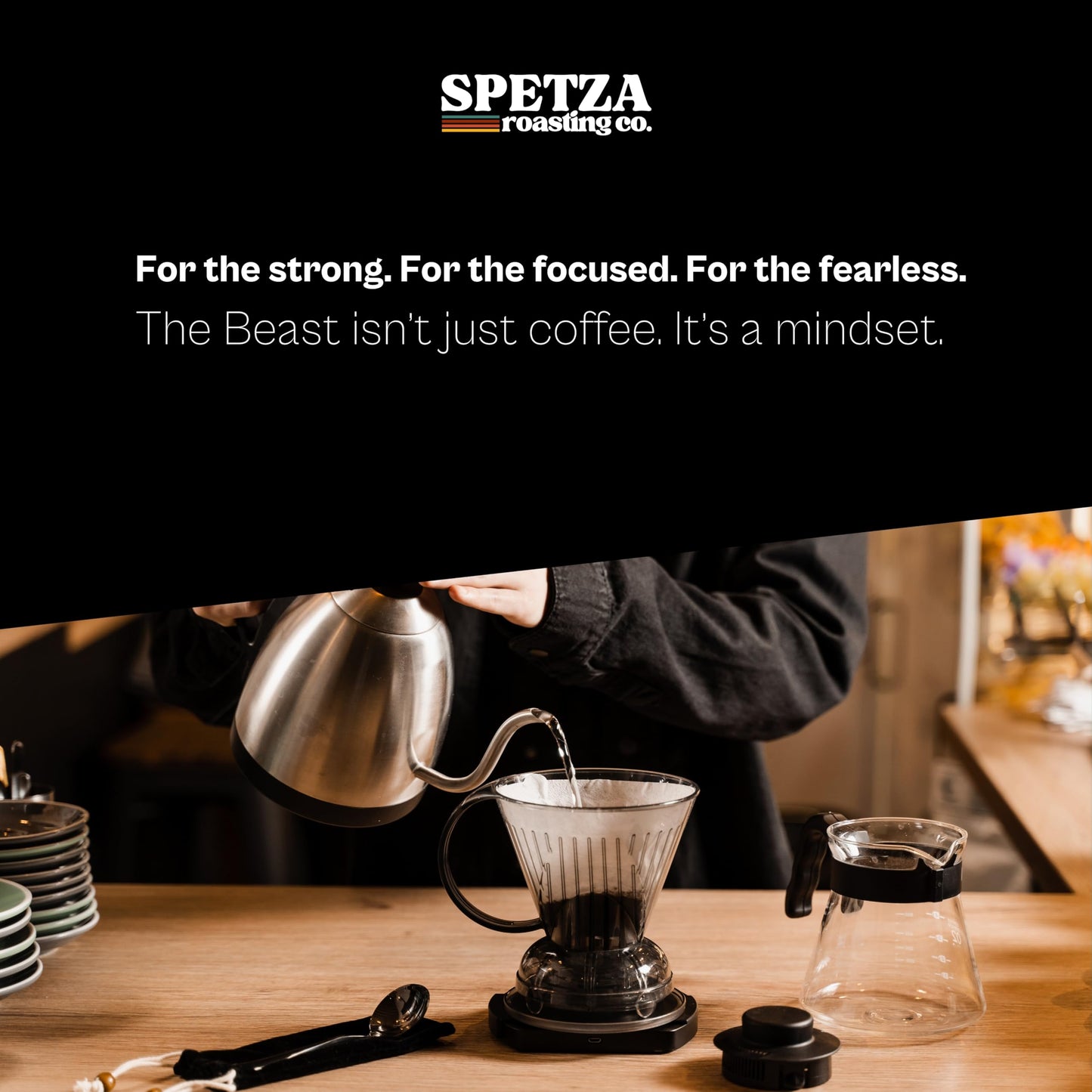 Spetza Roasting Co. The Beast - Bold High Caffeine Dark Roast Whole Bean Coffee, Strong and Powerful Flavor, Direct Trade Specialty Coffee Beans