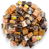 Decadent Caramel Cubes Assorted Flavors-,1.5 lbs Filled Creamy Caramels Apple, Strawberry, Vanilla Chocolate, and Creamy Orange- Individually Wrapped