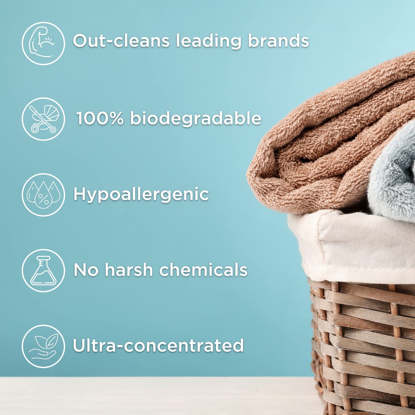 SANZ Hypoallergenic and Biodegradable Laundry Detergent - Outperforms Leading Brands*, Free and Clear, 64 Loads