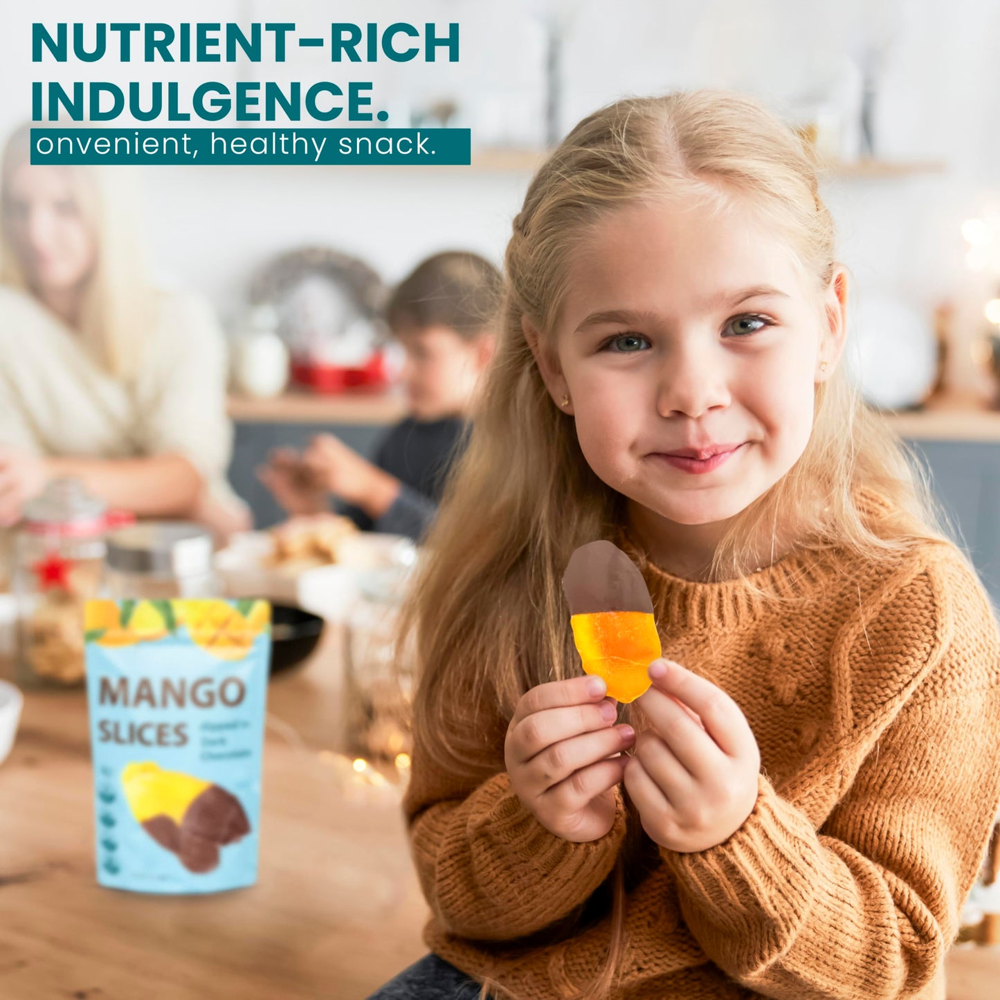 Premium All Natural Real Rich Dark Chocolate Dipped Tropical Mango Dried Fruit Slices 7oz Non GMO, No Added Colors Healthy Snacks Resealable Bag