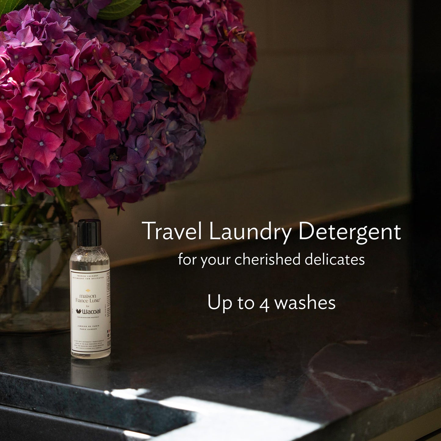 Wacoal Travel Laundry Detergent for Delicate Fabrics by Maison France Luxe, Enzyme-Free, Gentle on Skin & Safe for Fine Fabrics, Silk and Wool