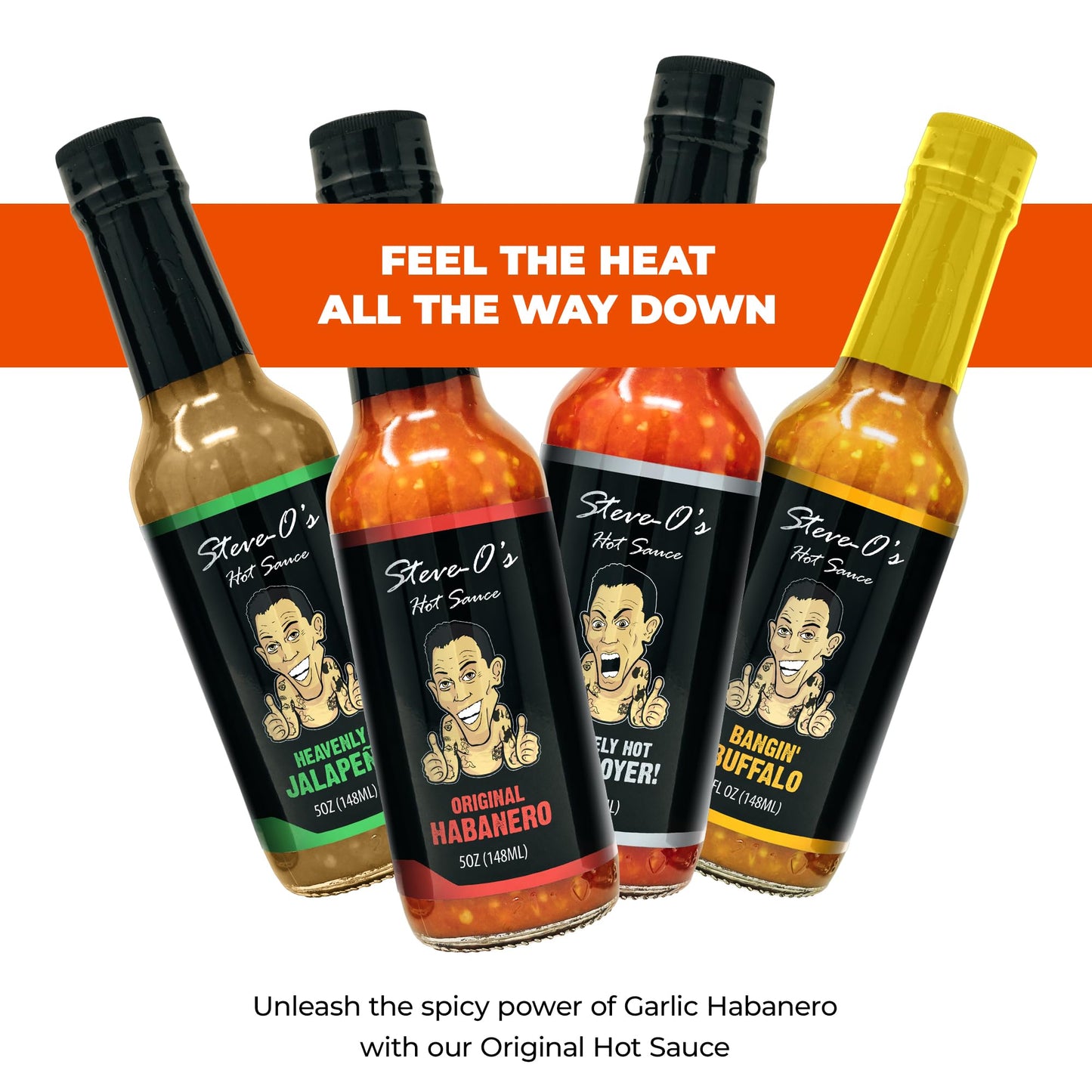 Steve-O's Hot Sauce - Habanero Hot Sauce | Garlic Habanero Hot Sauce for Tacos, Burgers, Nachos, Eggs, BBQ (148 ml)