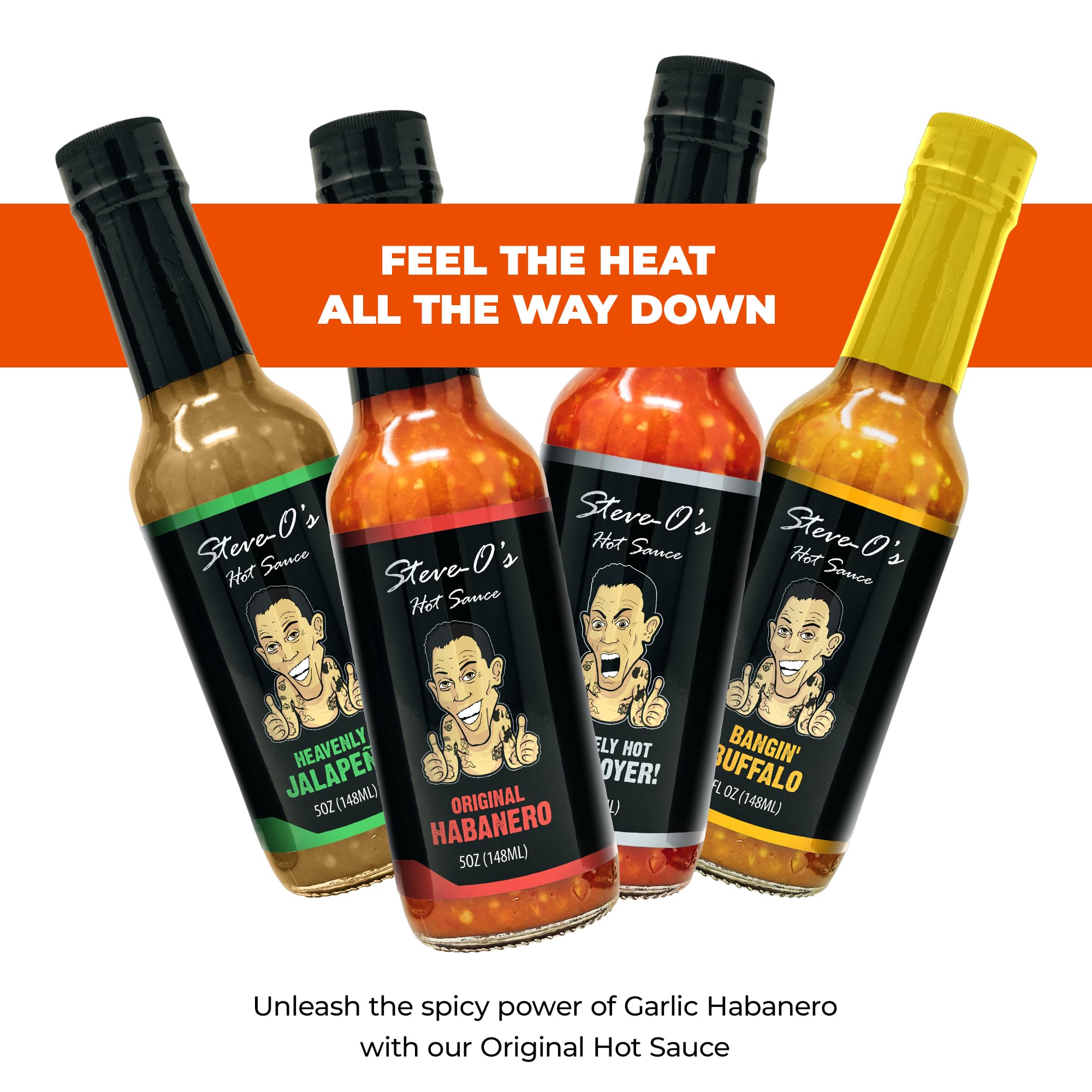 Steve-O's Hot Sauce - Habanero Hot Sauce | Garlic Habanero Hot Sauce for Tacos, Burgers, Nachos, Eggs, BBQ (148 ml)