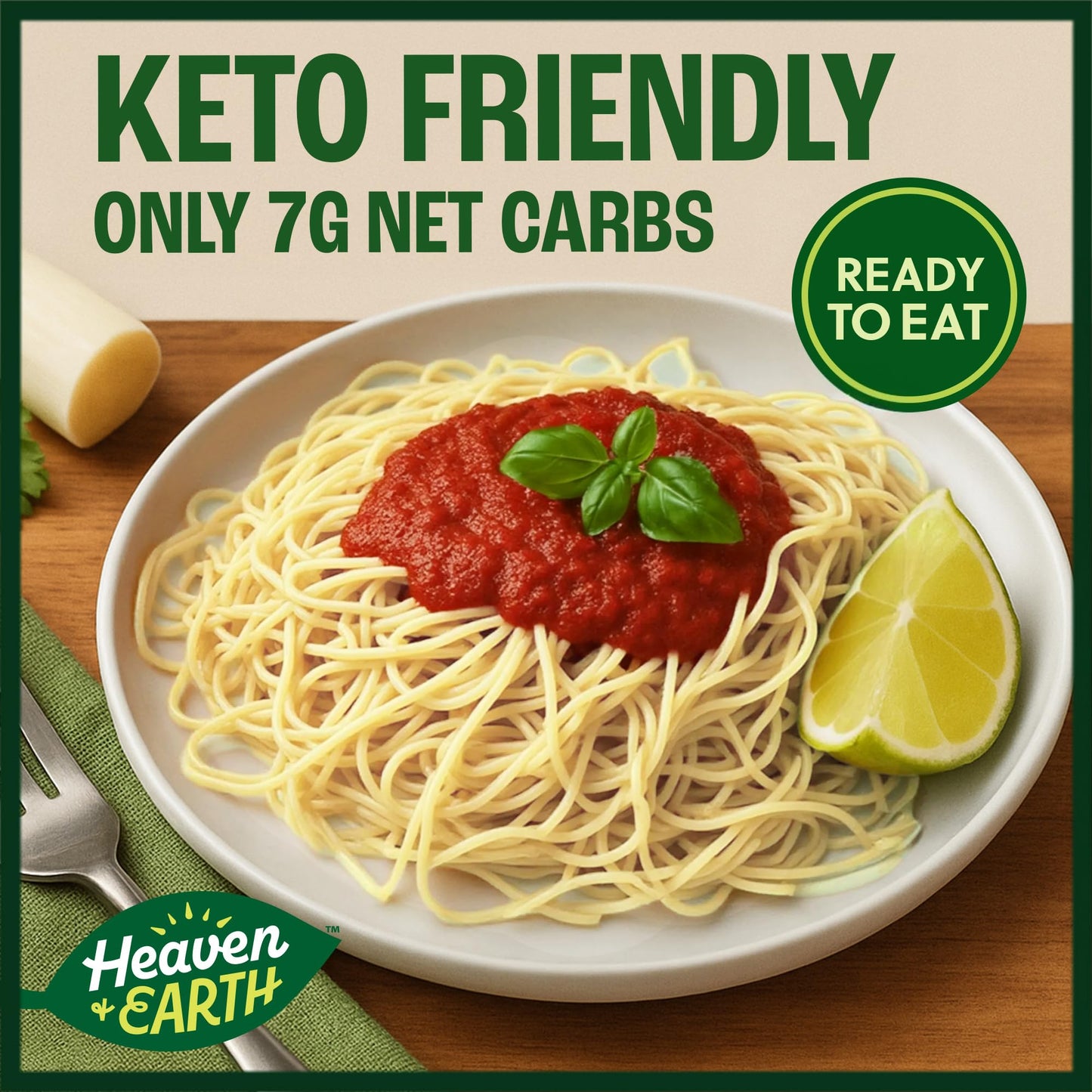 Heaven & Earth Hearts of Palm Spaghetti, 9 oz (2 Pack) Ready to Eat | Gusset Pouch | Low-Carb, Keto & Paleo Friendly, Plant-Based, Gluten-Free