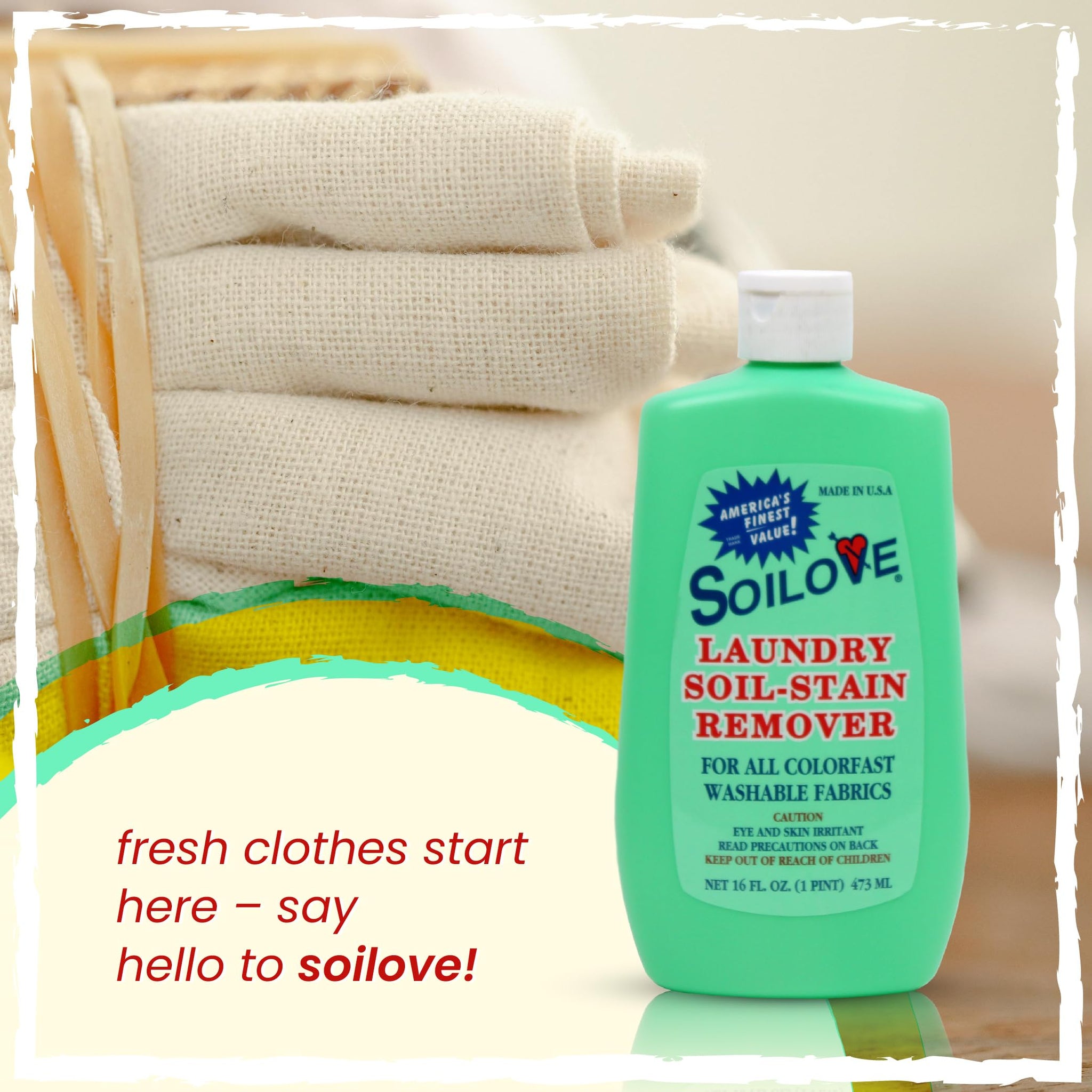 Soilove Laundry Stain Remover Liquid - 6 Bottles (16oz) - Powerful Prewash for Blood, Grease, Ink, Grass, Food, & More - Advanced formula clothes