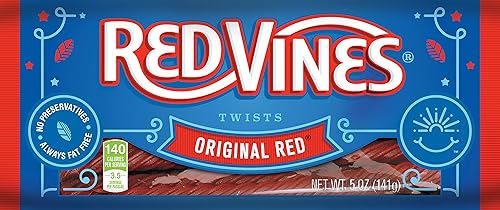Red Vines Licorice, Original Red Flavor, 5oz Tray, Soft & Chewy Candy Twists