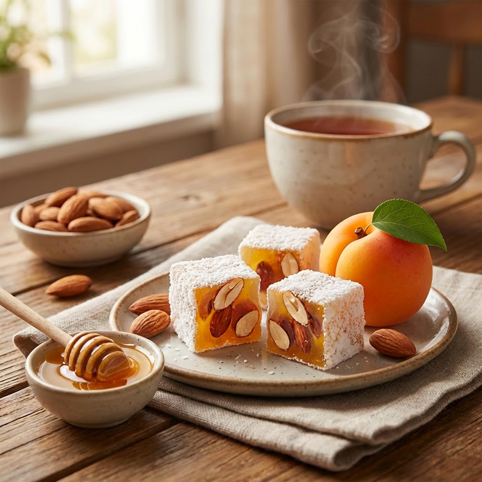 Hazer Baba Turkish Delight Candy with Apricot, Almond & Honey, Gourmet Snack Box, Traditional, Turkish Lokum, Unique Sweets, Loukumi, Delicias Turcas