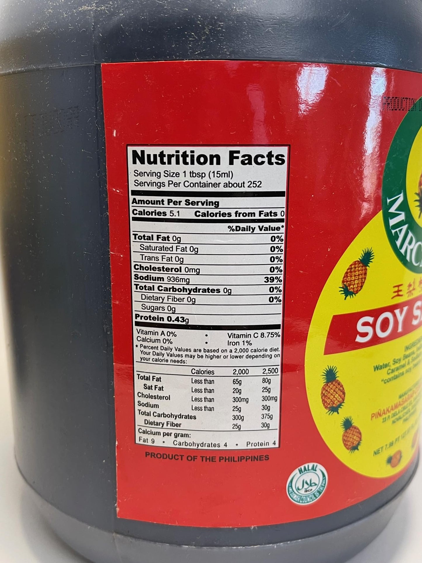 Marca Pina Philippine Soy Sauce - Food Service 1 Gallon