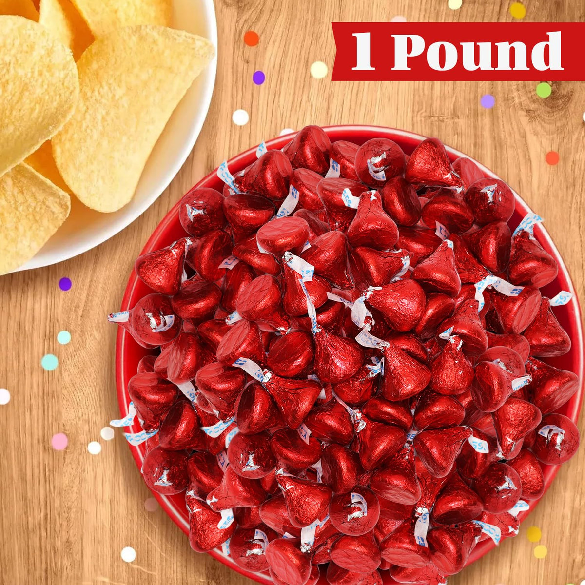 Bulk Milk Chocolate Candy in Red Foil - 1 Pound Bag Individually Wrapped Classic Chocolate Drops for Valentine’s Day, Weddings, Candy Buffets