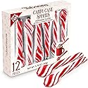 Peppermint Candy Cane Spoons Dye-Free - Pack of 12 Individually Wrapped Christmas Peppermint Flavored Hot Chocolate Spoons - Festive Holiday Treats