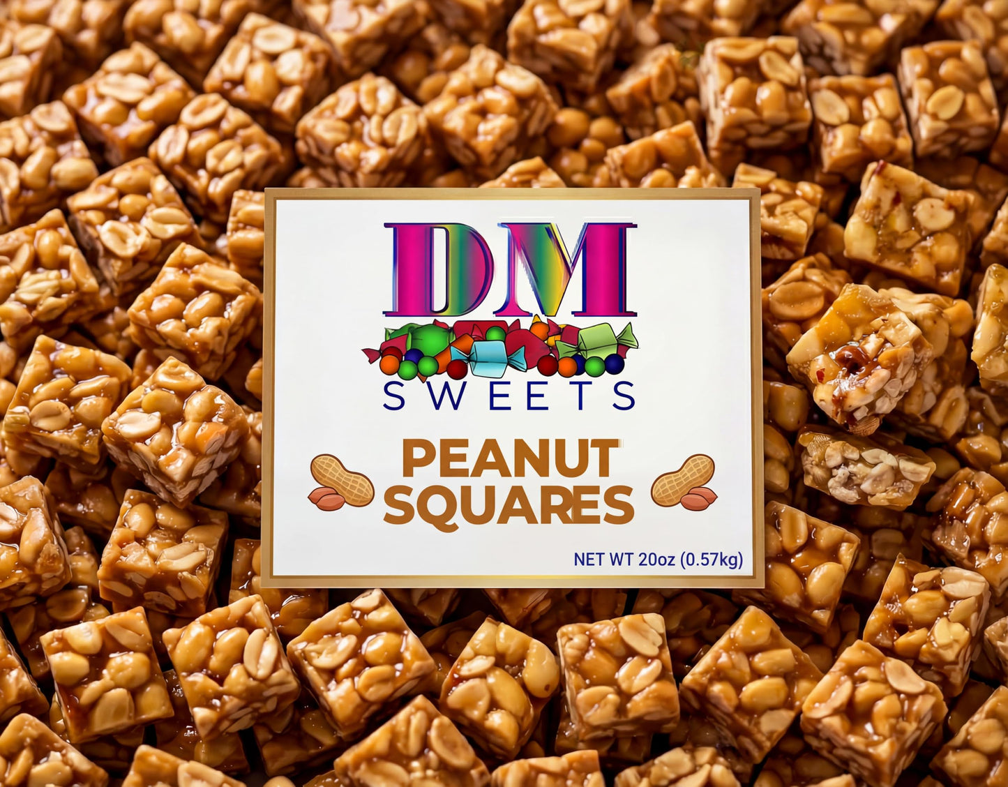 Old?Fashioned Peanut Squares - 20 oz Resealable Bag - Crunchy Bites Made with Roasted Peanuts - Classic Retro Treat for Snacking, Candy Dishes & Gifts