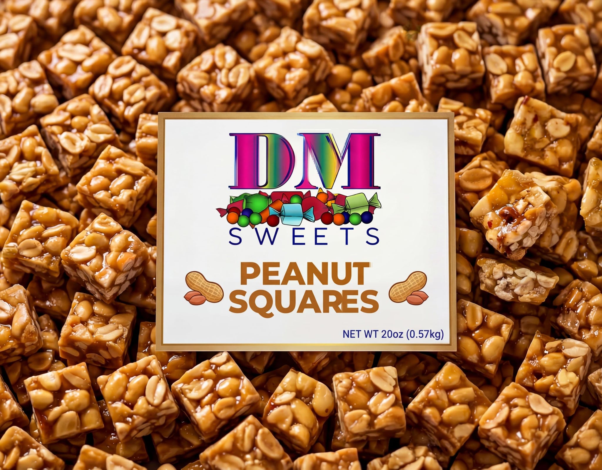 Old?Fashioned Peanut Squares - 20 oz Resealable Bag - Crunchy Bites Made with Roasted Peanuts - Classic Retro Treat for Snacking, Candy Dishes & Gifts