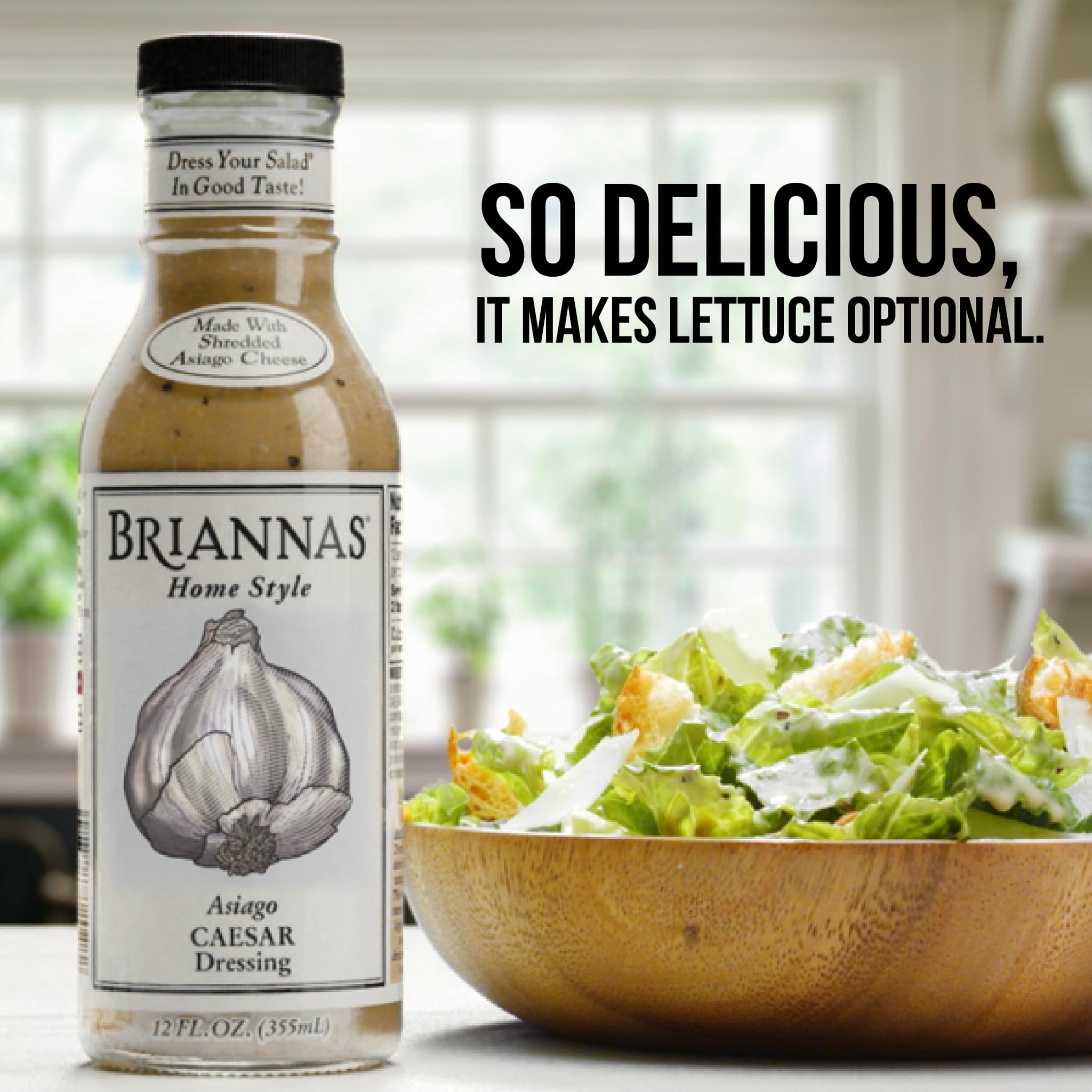 BRIANNAS - Home Style Asiago Caesar Dressing - Fine Salad Dressing made with Premium Ingredients - Gluten Free & Low Sugar Dressing - 12 oz. Bottles