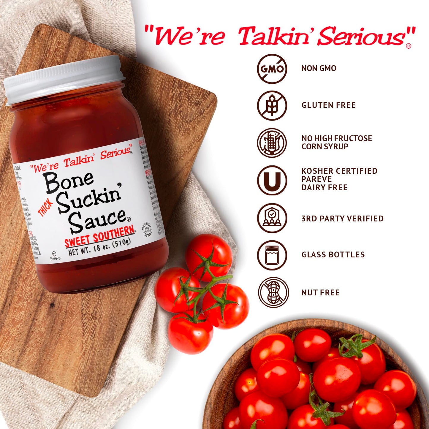 Bone Suckin BS00600 BBQ Sauce, Thick, 16-oz. - Quantity 12