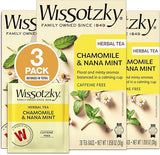 Wissotzky Chamomile Tea with Nana Mint, Herbal Tea (3 Pack - 60 Tea Bags) | Caffeine Free | Soothing Blend | Sleep Support