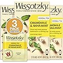 Wissotzky Chamomile Tea with Nana Mint, Herbal Tea (3 Pack - 60 Tea Bags) | Caffeine Free | Soothing Blend | Sleep Support