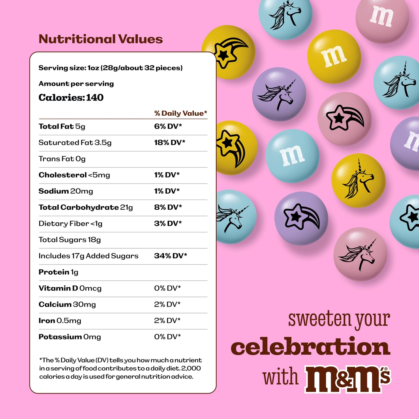 M&M’S WORLD Unicorn Printed Milk Chocolate Candy-2lbs of Bulk M&M'S in a Resealable Pack,For Birthday Decorations for Girls,Boys,and Adults,Unicorn
