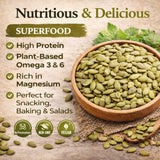 Organic Raw Pumpkin Seeds (Pepitas) - 100% Natural Pumpkin Seeds to Eat, High in Protein, Zinc & Magnesium - Vegan, Keto Friendly Superfood Snack
