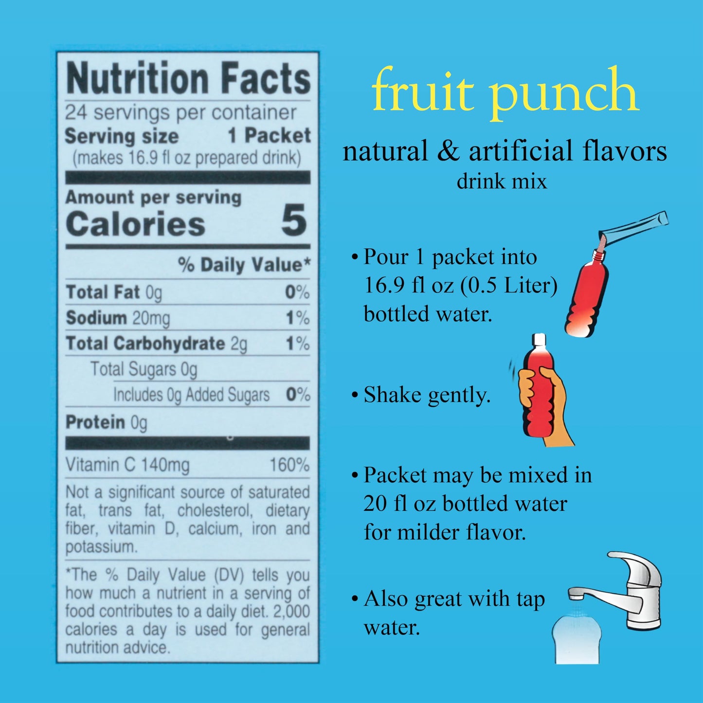 4C Powder Drink Mix Packets, Fruit Punch 1 Pack, 24 Count, Singles Stix On the Go, Refreshing Sugar Free Water Flavorings
