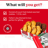 David’s Cookies Father's Day Assorted Fresh Baked Cookies In Sweet Sampler Tin - Chocolate Chunk, Peanut Butter Chip, Double Chocolate Chunk & Oatmeal