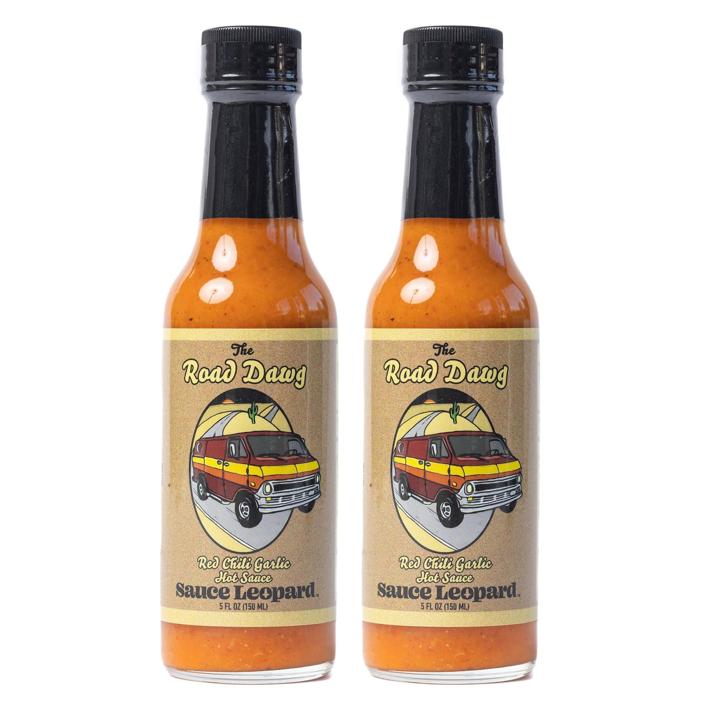 Sauce Leopard The Road Dawg Red Chili Garlic Hot Sauce - Small Batch Red Jalapeño Pepper Sauce, All Natural, Preservative Free - 2-Pack, 5 Fl Oz Each