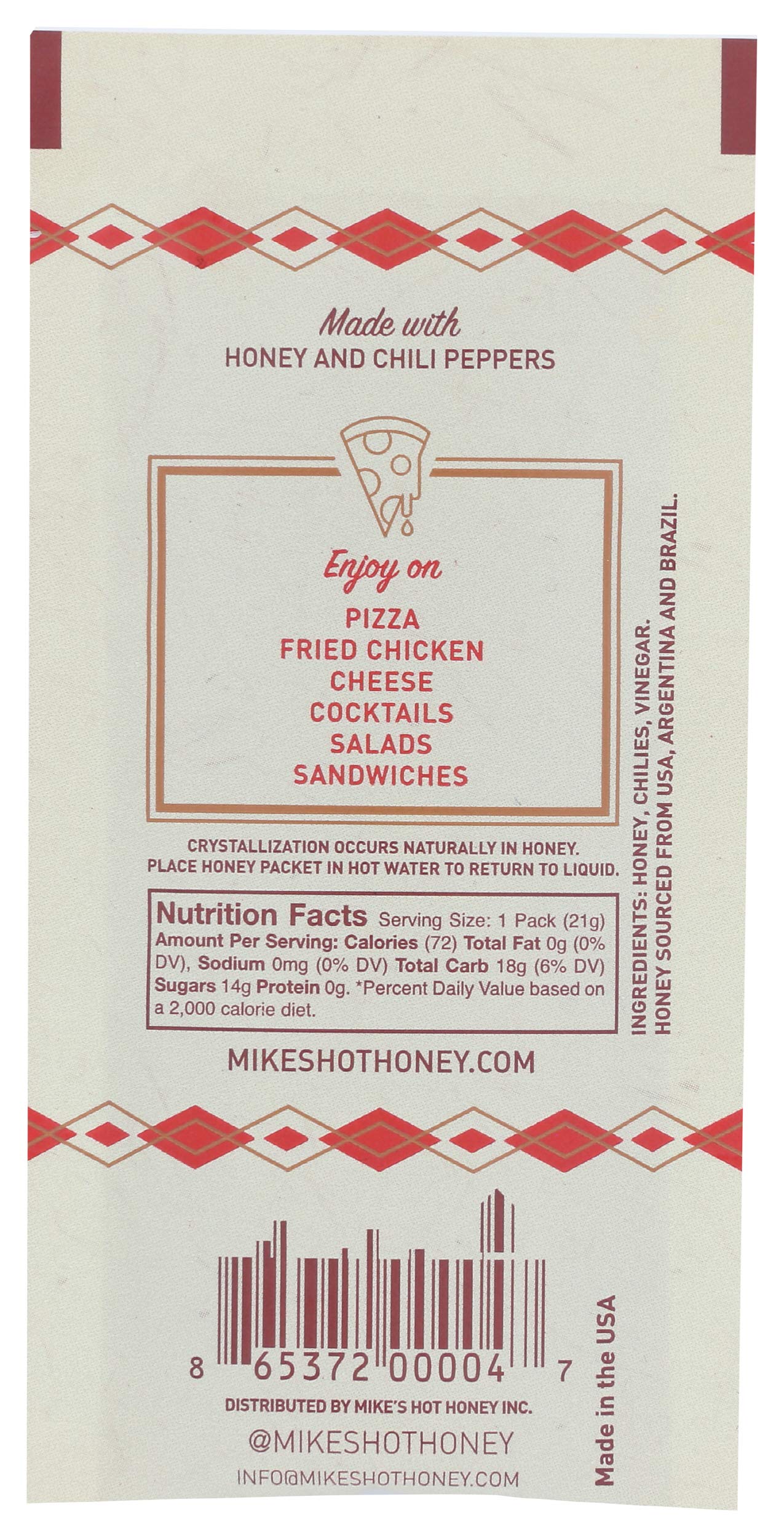 Mike's Hot Honey Single Serve Packets with a Kick Sweetness & Heat, Honey, 0.75 Oz (Pack of 100)