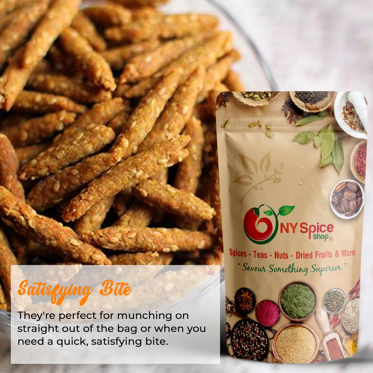 NY Spice Shop Sesame Sticks Regular - 5 Pound Sesame Sticks Regular Fresh Taste Roasted - Gourmet Cajun Spice Snack Blend - Crunchy Treat Savory Light