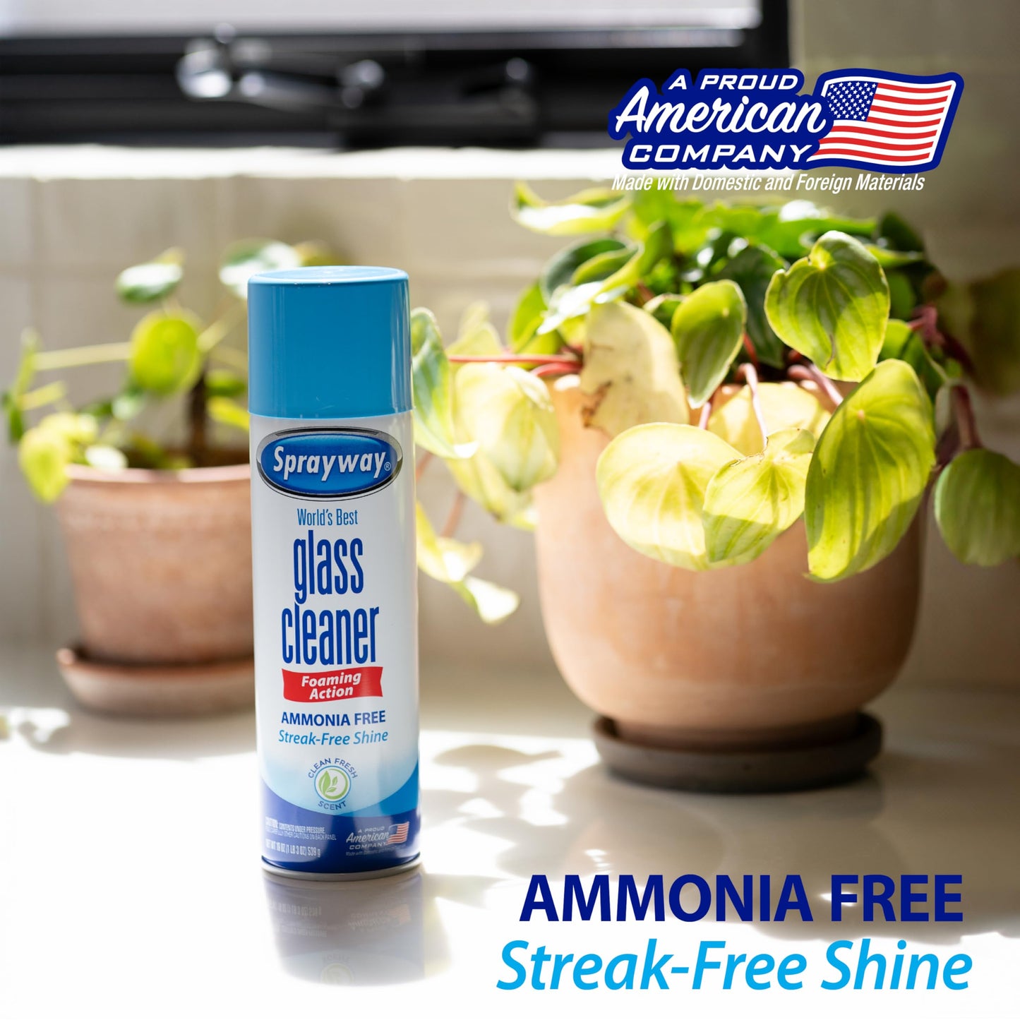 Sprayway Glass Cleaner Foaming Aerosol Spray, 19oz, Pack of 2 | Ammonia-Free, Streakless, Fast-Acting | Cleans & Polishes Glass Surfaces | Fresh