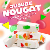 Jujube Nougat Candy | 9 Ounce Bag - 25 Count | Fruity Jelly Bits | Individually Wrapped Party Favors | Chewy Candy for Buffets, Events & Everyday
