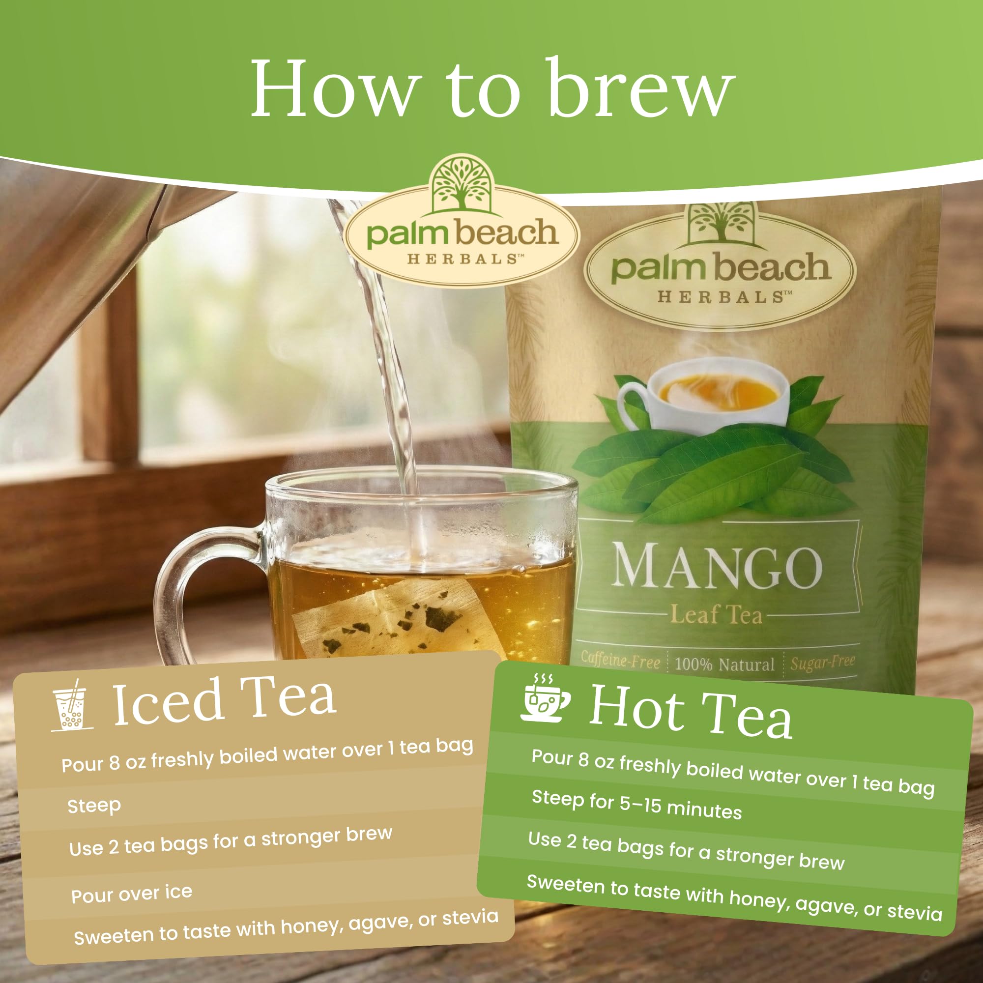 Palm Beach Medicinal Herbs - Mango Leaf Tea - Pure Herbal Tea Series, 30ct