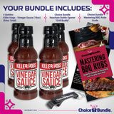 Killer Hogs Vinegar Sauce BBQ 4 pk (64 oz) Great to Dip Toss Glaze & More + Barbecue Masters & Bottle Opener (6 Items)!