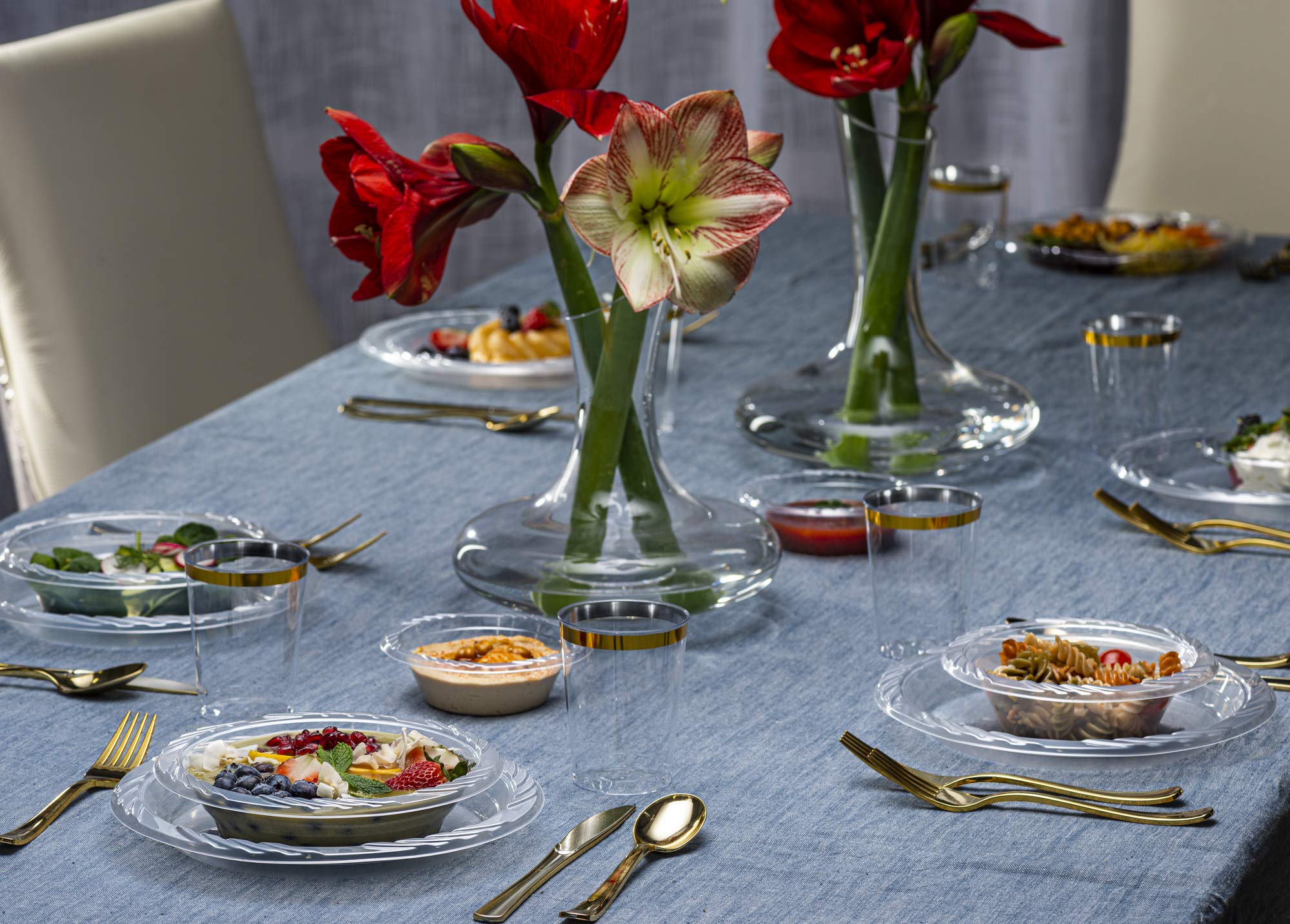 PLASTICPRO 7'' inch Premium Crystal Clear Disposable Plastic Party Plate Pack of 40
