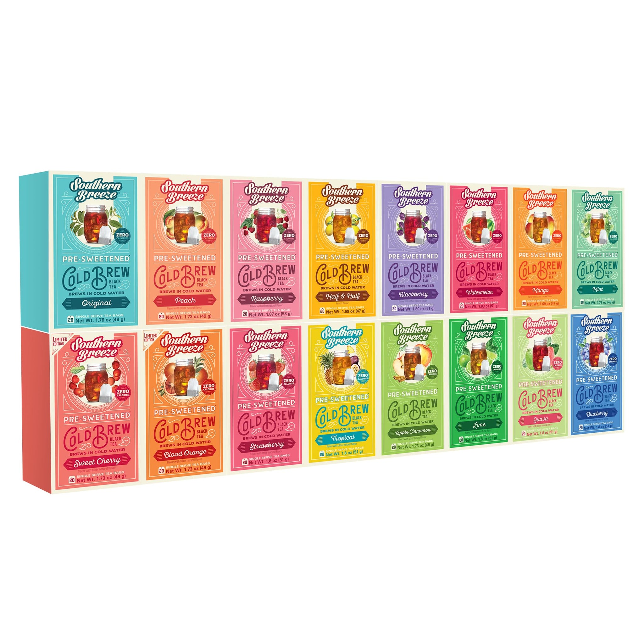 Southern Breeze Cold Brew Sweet Tea BUILD YOUR OWN BUNDLE Choose four or More Flavors Iced Tea with Black Tea 20 Tea Bags (Minimum 4 Selections