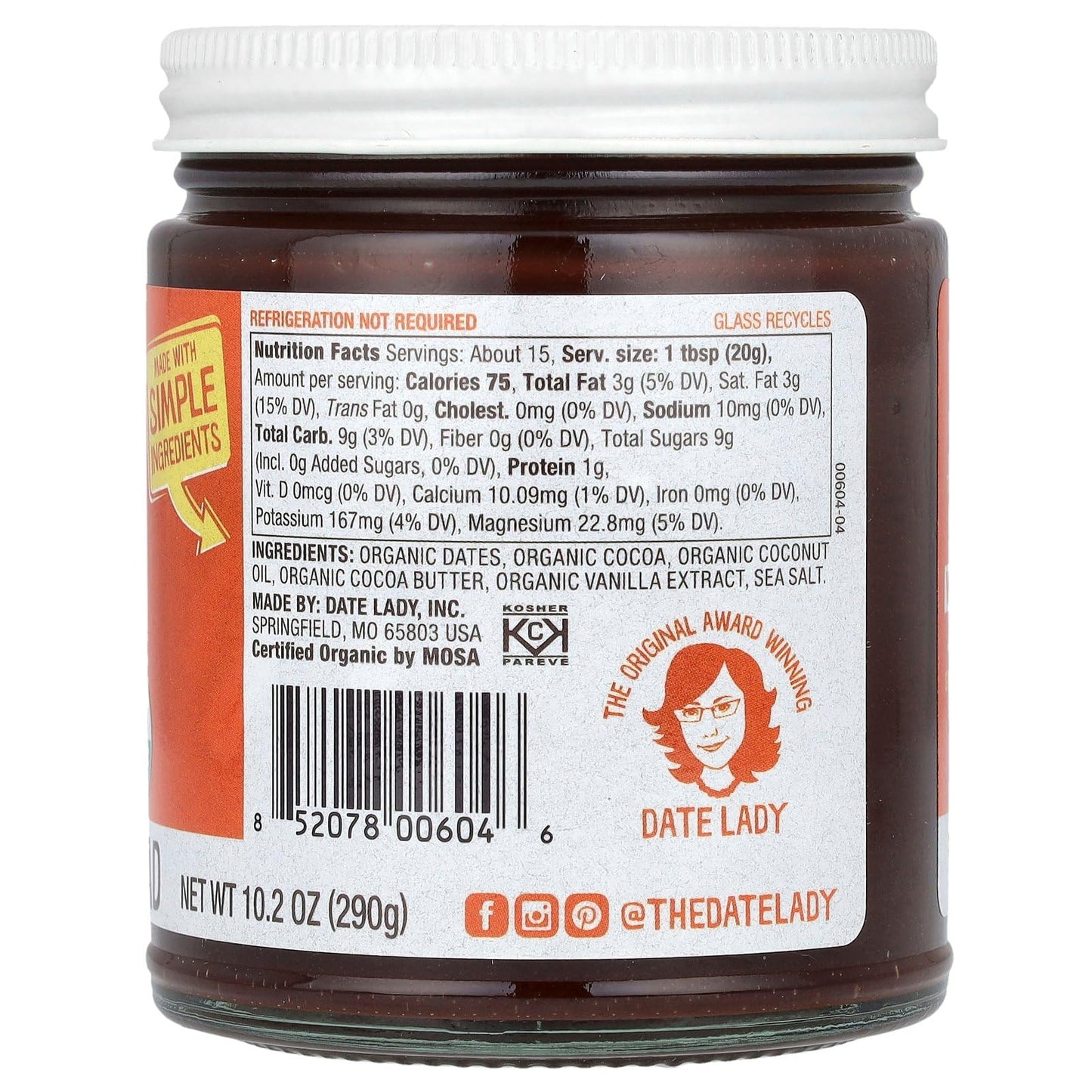Date Lady Chocolate Spread -- 10.2 oz