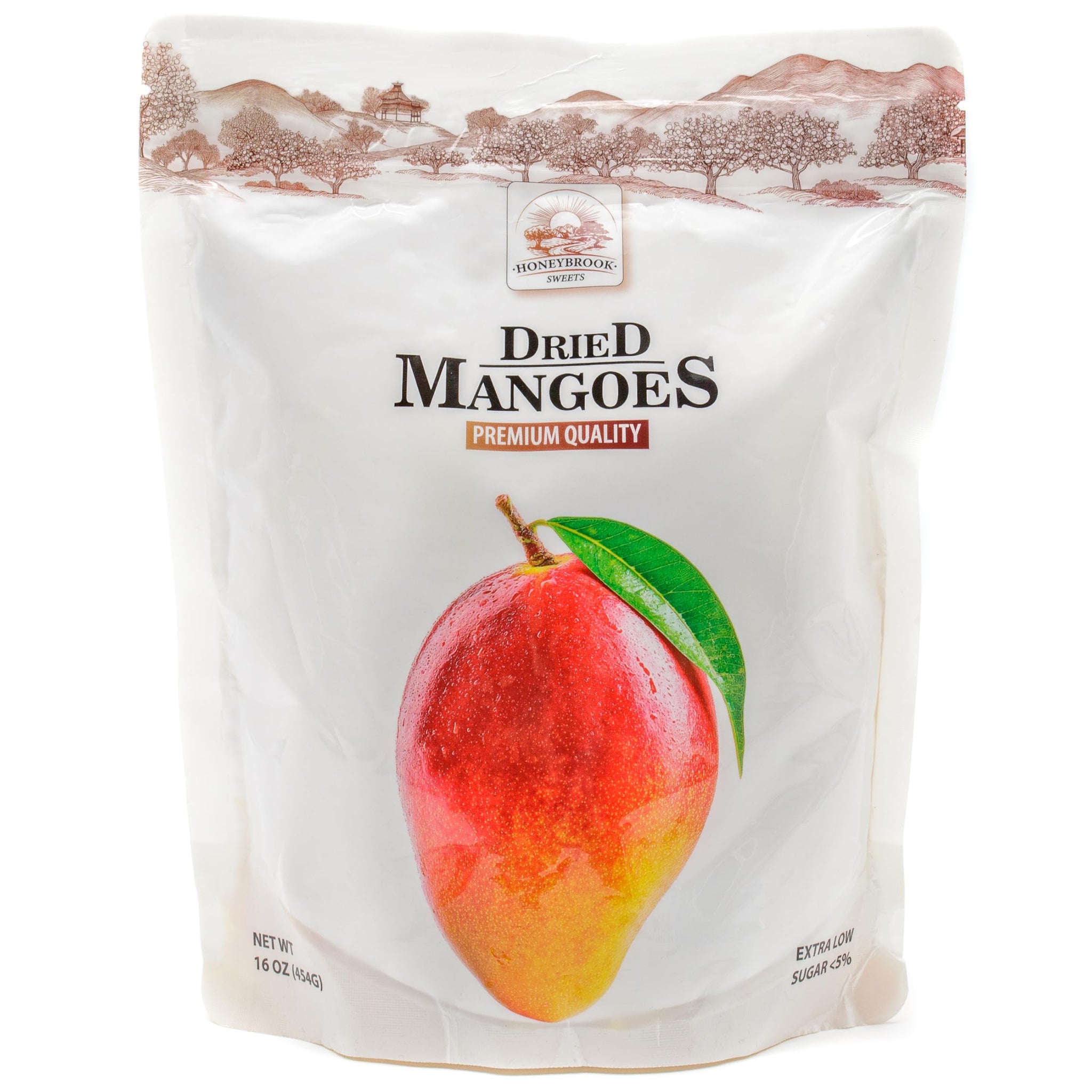 Dried Mangoes Low Sugar Added 1 lb | Halal, Kosher, Non GMO | Bulk Fruit Snacks in Resealable Bag | Tender Texture, Smooth Taste