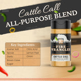 FIRE WRANGLER “Cattle Call” All-Purpose Seasoning Blend - Premium Coarse Salt, Pepper, Garlic, Citrus, Herbs & Spices - Versatile Rub for Beef