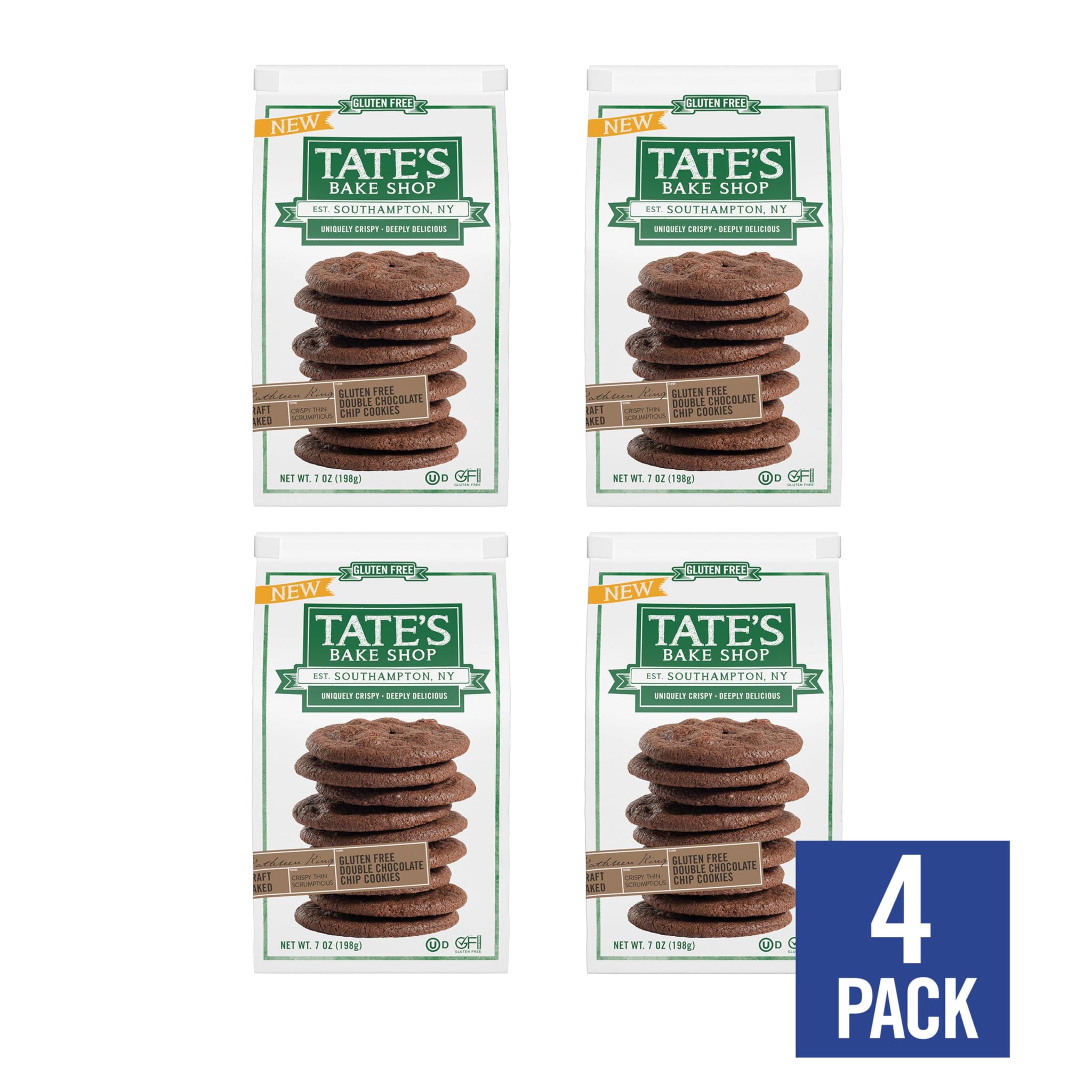 Tate's Bake Shop Gluten Free Double Chocolate Chip Cookies, 4-7oz Bags