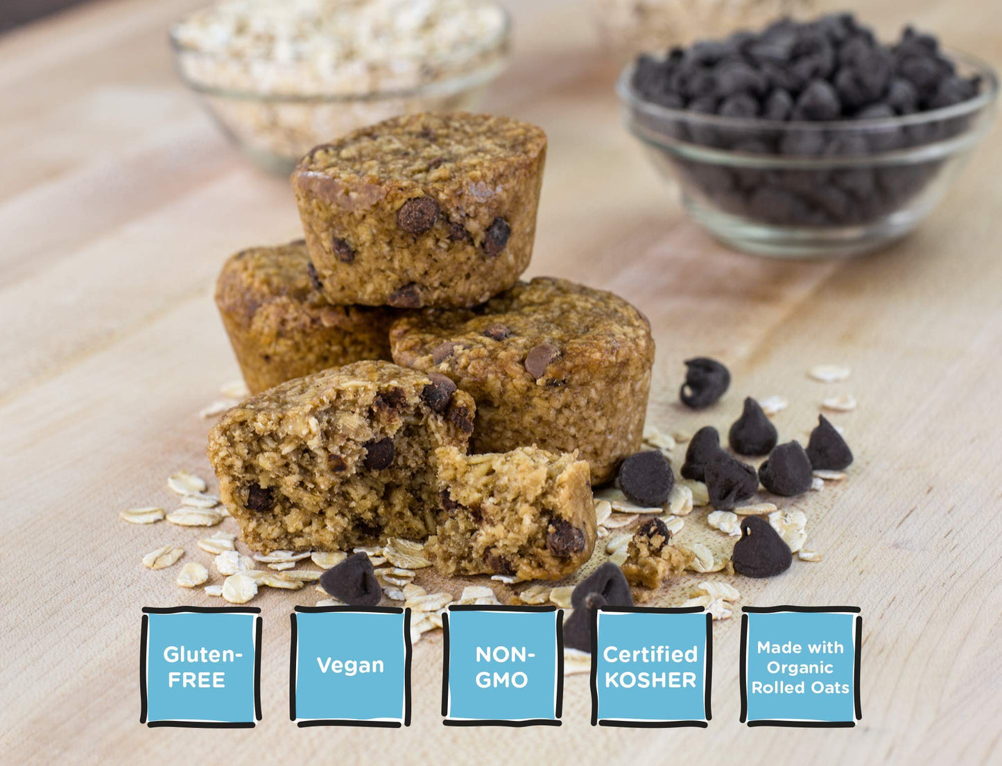 Bobo's Chocolate Chip Oat Bites, Simple Ingredients, Whole Grain Oats, Plant Based, Non-GMO, Gluten Free Breakfast Bars, Healthy Snacks for Adults
