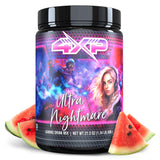 4XP Ultra Nightmare Watermelon Gaming Energy Drink Mix| Low-Caffeine Nootropic Powder with B Vitamins & Watermelon Flavor for Gamers | 50-Serving