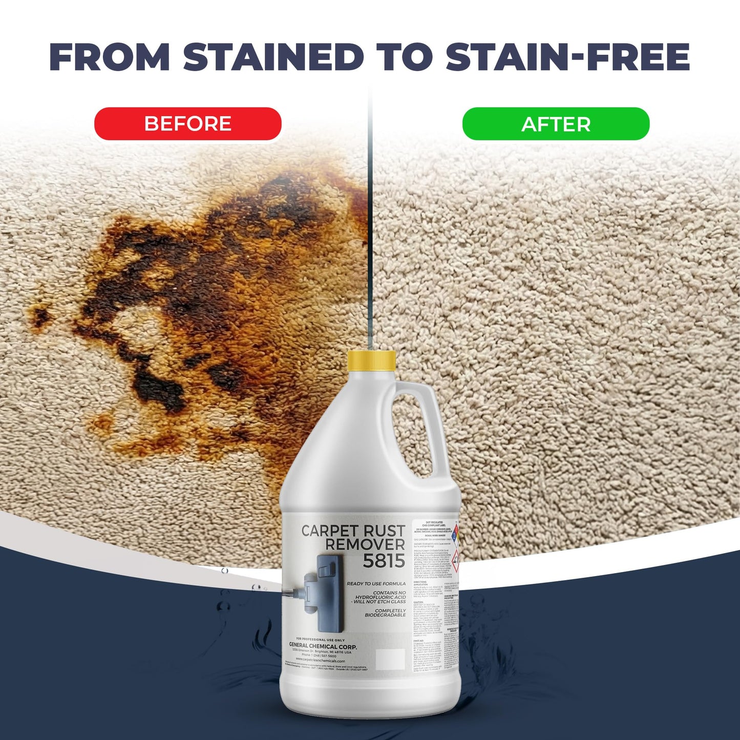 CarpetGeneral Rust Remover 5815 - Heavy Duty Rust & Stain Remover for Household Cleaning, Expertly Treats and Cares for Furniture, Kitchen Surfaces