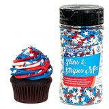 Bakerpan July 4th Sprinkles for Cake Decorating - Star Confetti Mix - Patriotic Edible Confetti Sprinkles for Cupcakes, Ice Cream, Cookies, Cakes