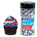 Bakerpan July 4th Sprinkles for Cake Decorating - Star Confetti Mix - Patriotic Edible Confetti Sprinkles for Cupcakes, Ice Cream, Cookies, Cakes