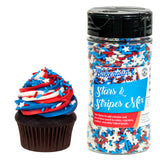Bakerpan July 4th Sprinkles for Cake Decorating - Star Confetti Mix - Patriotic Edible Confetti Sprinkles for Cupcakes, Ice Cream, Cookies, Cakes