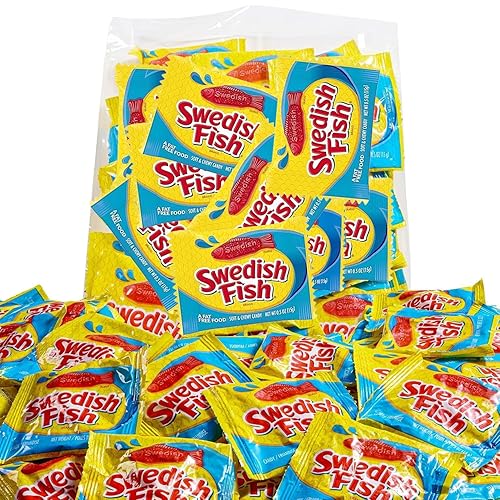 Candy in Bulk SwedishFish Soft & Chewy Fun Size Sharing Bag - Original Sweet & Chewy Red Fish Candy Individually Wrapped Treats, Movie Theater Candy