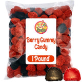 Berries Gummy Candy - 1 Pound Bulk Bag, Crunchy Red And Black Candy - Raspberry And Blackberry Berry Gummies Perfect for Dessert Decorations