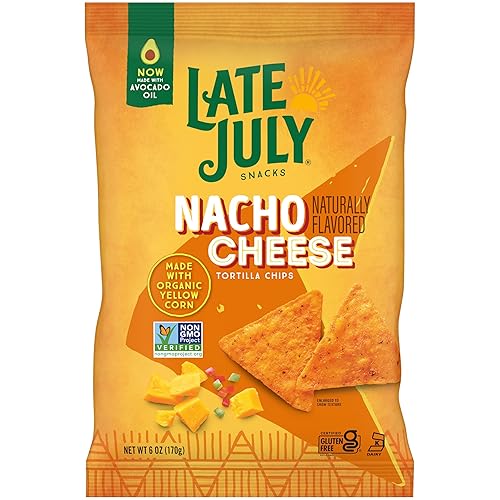 LATE JULY Snacks Nacho Cheese Tortilla Chips, 6 Oz Bag