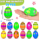 36 PCS 3.1" Plastic Printed Easter Eggs Bulk, Bright Colorful Fillable Empty Easter Eggs Bulks for Egg Hunt, Kids Easter Basket Stuffers Fillers