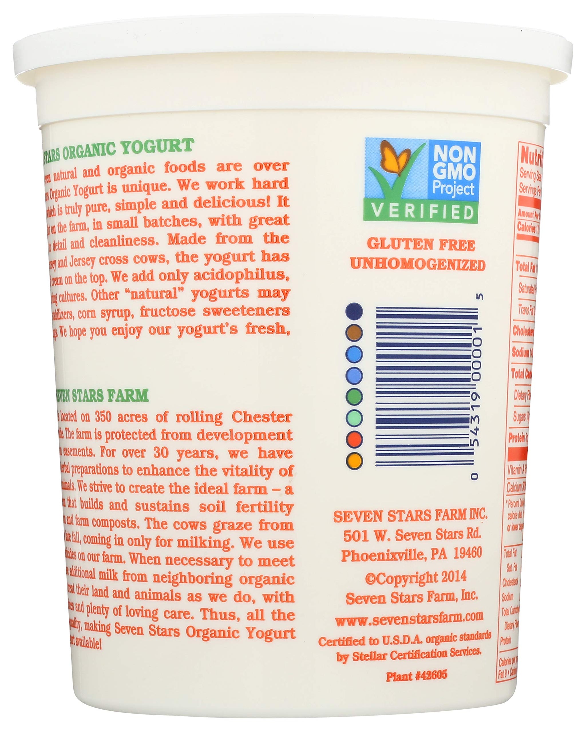 Seven Stars Dairy Yogurt, Plain, 32 oz (frozen)