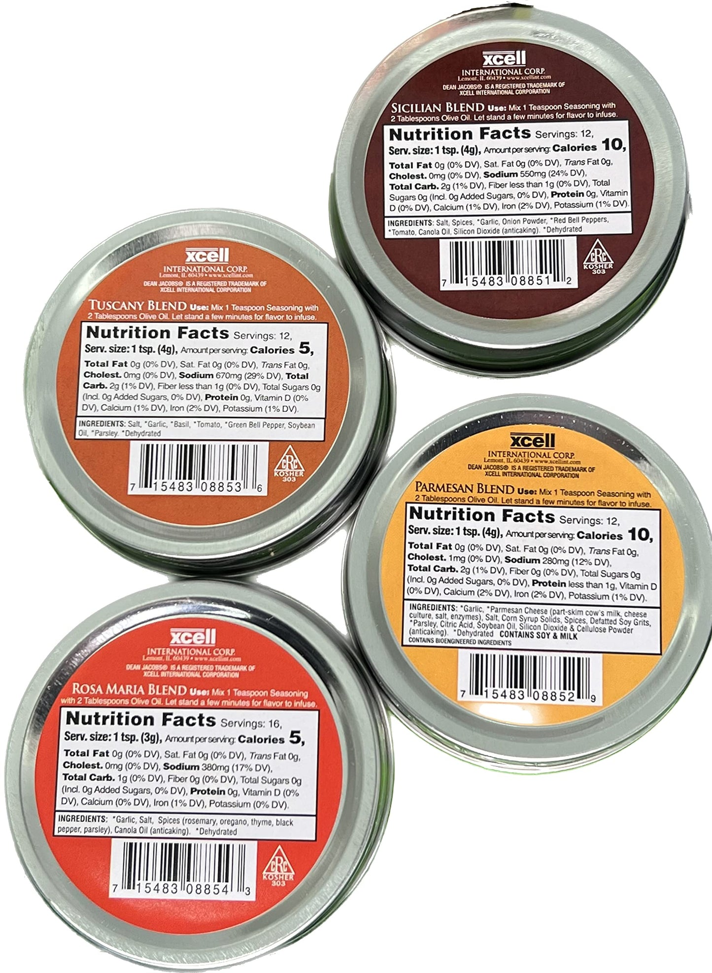 Dean Jacob's 9 pc. Collection with 4 Bread Dipping Tins, Saucers & Cold Pressed Olive Oil