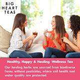 Big Heart Tea Co. Tea Bags - Blushing Pink Hibiscus - Certified Organic, Naturally Sweet Ayurvedic Herbal Decaf Tea with Small Batch Ground Herbs